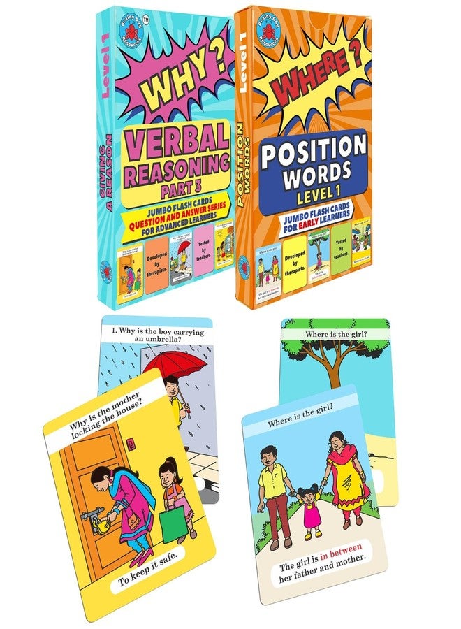 Brainy Bug Resources Answer Where? Why? Flashcards with App-Enabled Audio Feature | Verbal Reasoning and Prepositions | Audio in Hindi, English, Punjabi, Tamil, Kannada, Telugu - Image 1